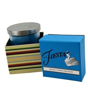 Fiesta Peacock Fresh Cotton Scent 8oz Scented Candle Jar &‎ Lid New In Box